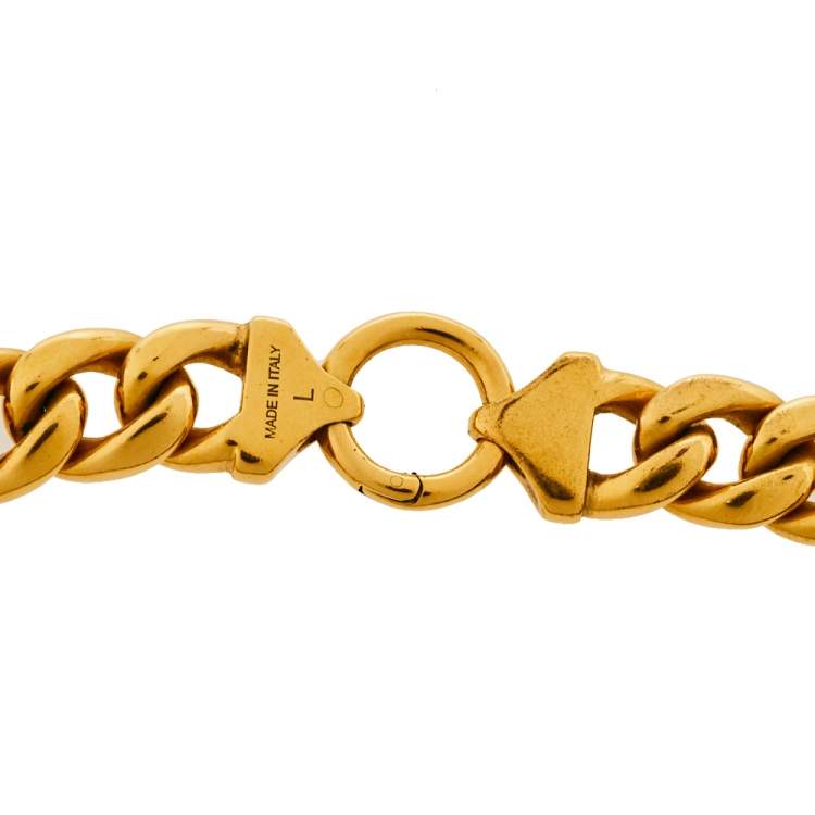 Pre Owned Céline Gold Tone Chunky Curb Chain Choker Necklace L
