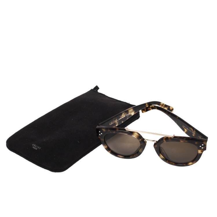 Pre Owned Céline Brown Havana/Yellow CL41043/S Round Sunglasses