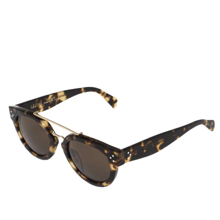 Pre Owned Céline Brown Havana/Yellow CL41043/S Round Sunglasses
