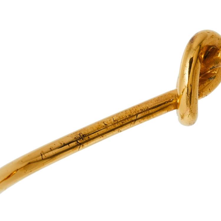 Pre Owned Céline Gold Tone Extra Thin Open Knot Bracelet M