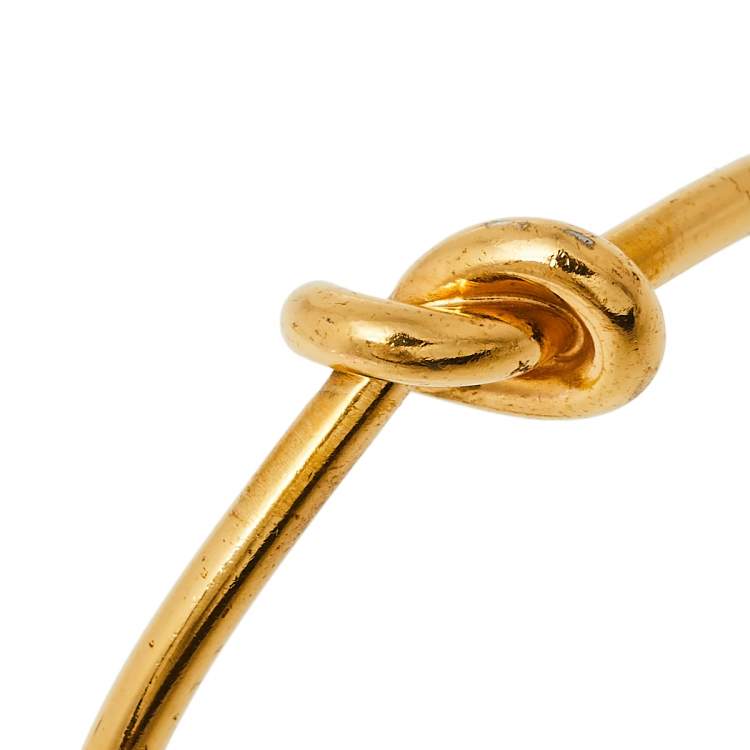 Pre Owned Céline Gold Tone Extra Thin Open Knot Bracelet M