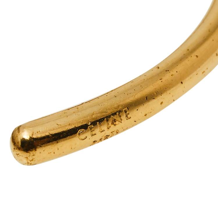 Pre Owned Céline Gold Tone Extra Thin Open Knot Bracelet M