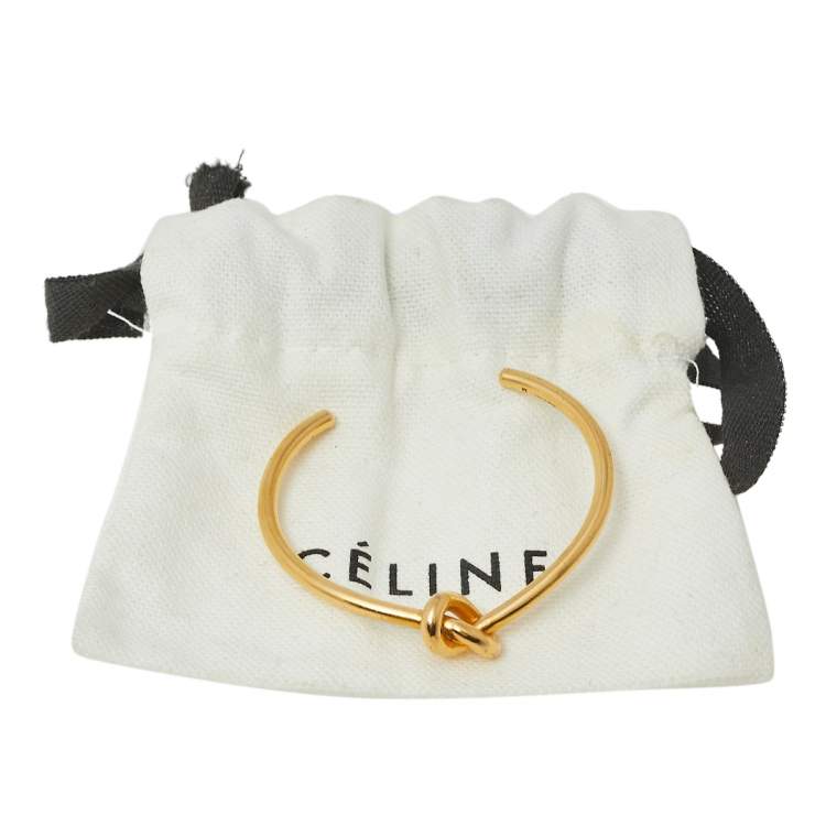 Pre Owned Céline Gold Tone Extra Thin Open Knot Bracelet M