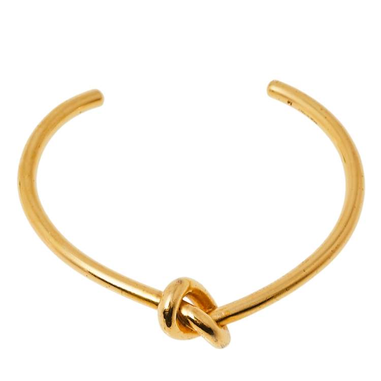 Pre Owned Céline Gold Tone Extra Thin Open Knot Bracelet M