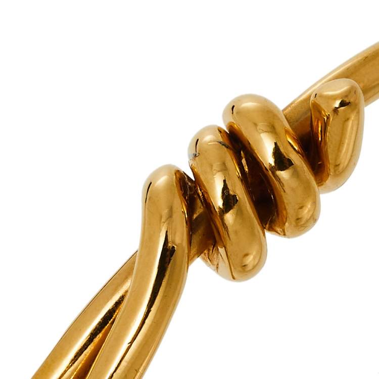 Pre Owned Céline Gold Tone Extra Thin Open Knot Bracelet S