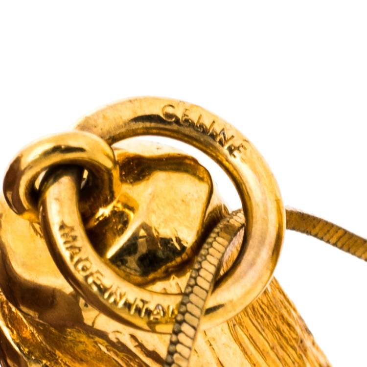 Pre Owned Céline Gold Tone Textured Alphabet M Pendant Necklace