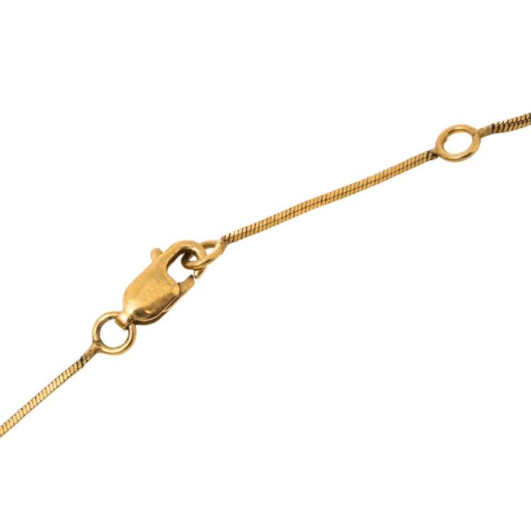 Pre Owned Céline Gold Tone Textured Alphabet M Pendant Necklace