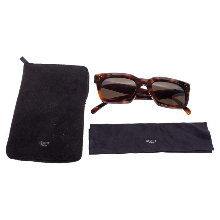 Pre Owned Celine Brown Havana/ Green CL41076/S Tilda Square Sunglasses