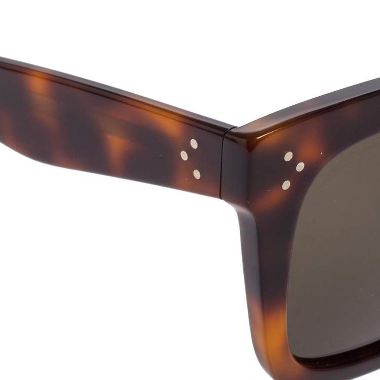 Pre Owned Celine Brown Havana/ Green CL41076/S Tilda Square Sunglasses