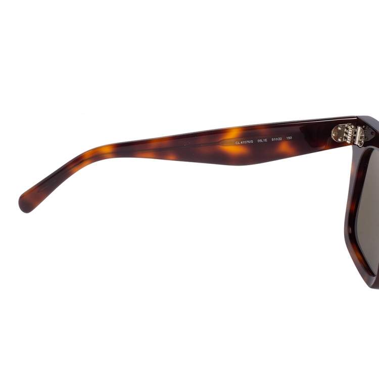 Pre Owned Celine Brown Havana/ Green CL41076/S Tilda Square Sunglasses