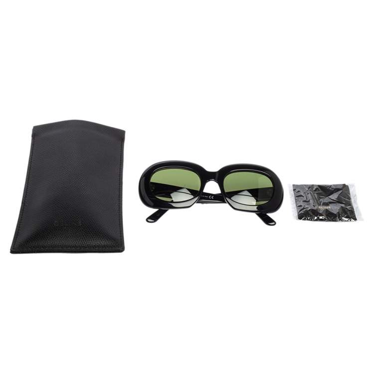 Pre Owned Celine Black/Green Acetate CL40070I Oval Sunglasses