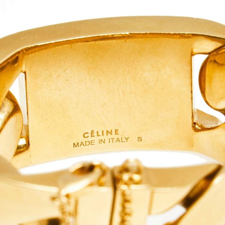 Pre Owned Celine  Gold Tone ID Curb Chain Bracelet