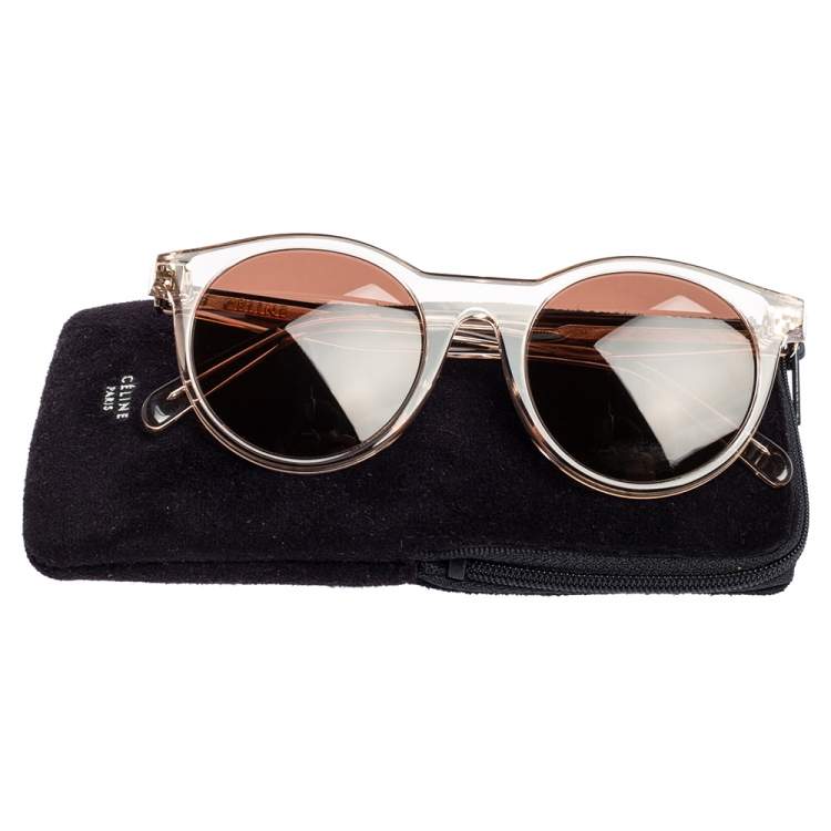 Pre Owned Celine Transparent Brown Acetate CL41441/F/S Round Sunglasses