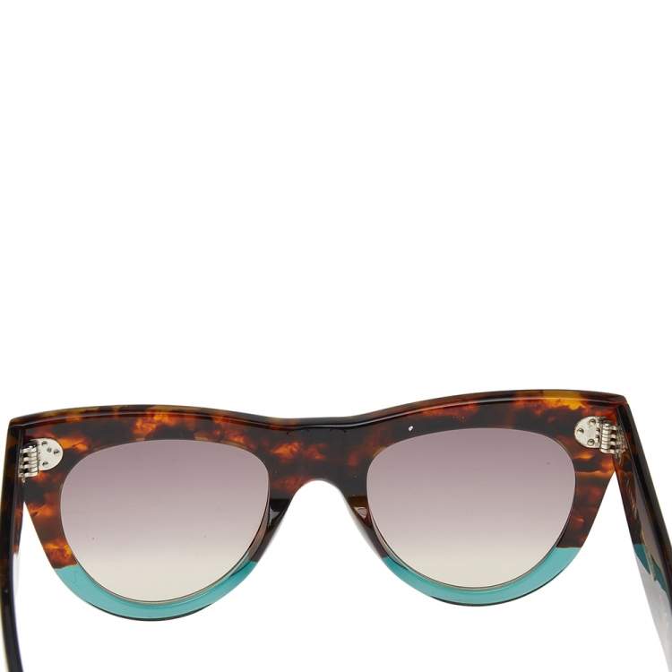 Pre Owned Celine Havana Brown & Green/Brown Gradient CL40016I Cat Eye Sunglasses