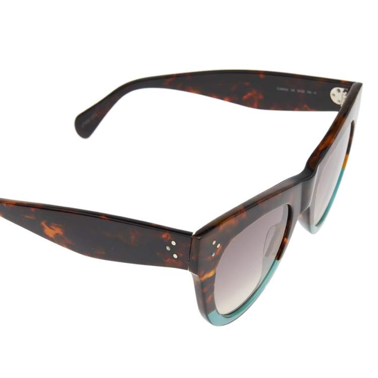 Pre Owned Celine Havana Brown & Green/Brown Gradient CL40016I Cat Eye Sunglasses