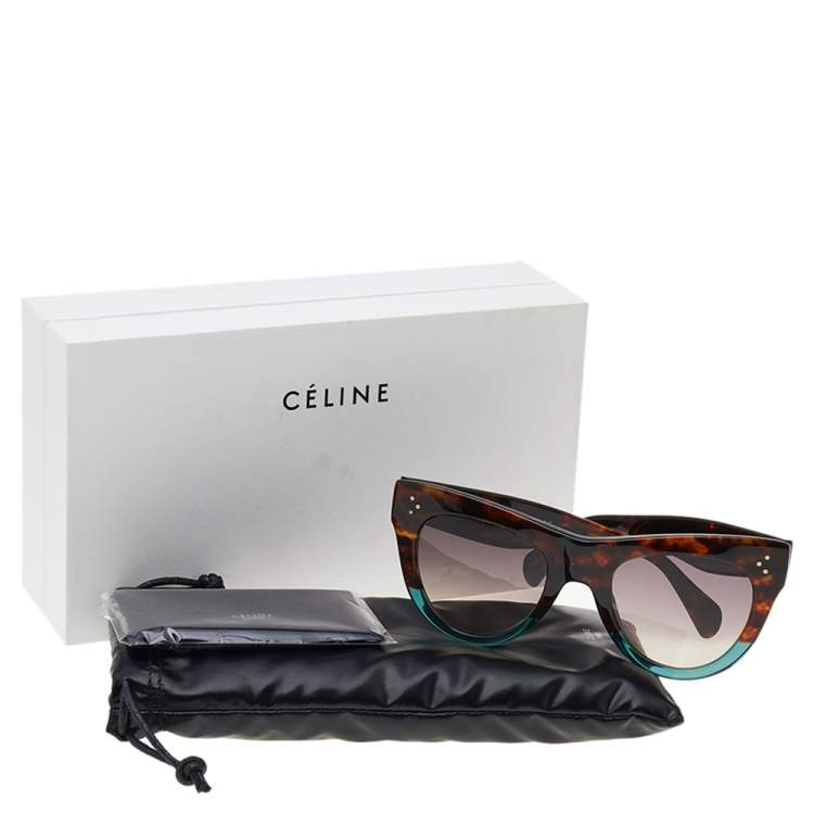 Pre Owned Celine Havana Brown & Green/Brown Gradient CL40016I Cat Eye Sunglasses