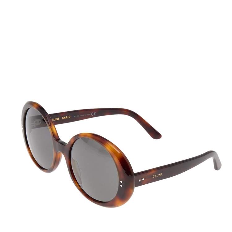 Pre Owned Celine Brown Havana/ Grey CL40065I Round Sunglasses