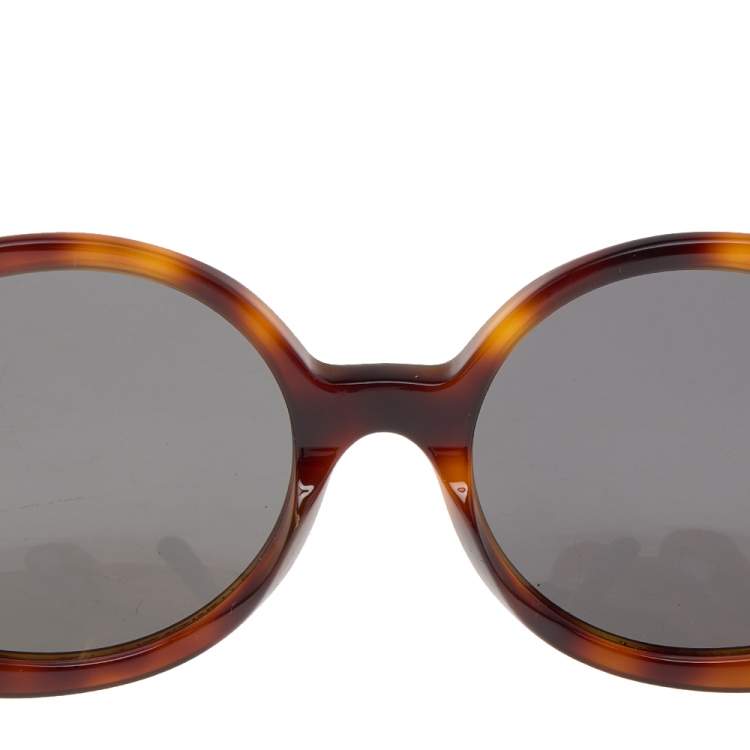 Pre Owned Celine Brown Havana/ Grey CL40065I Round Sunglasses