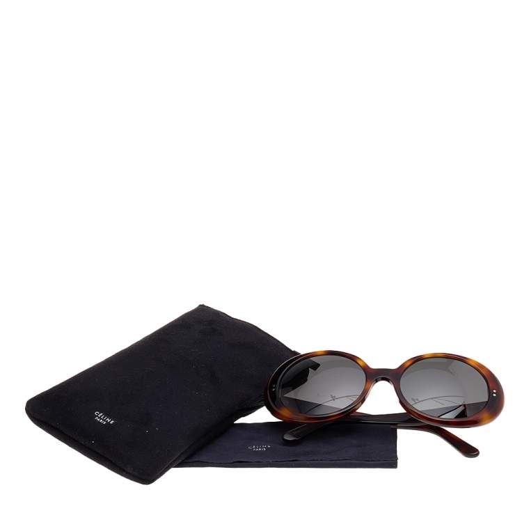 Pre Owned Celine Brown Havana/ Grey CL40065I Round Sunglasses