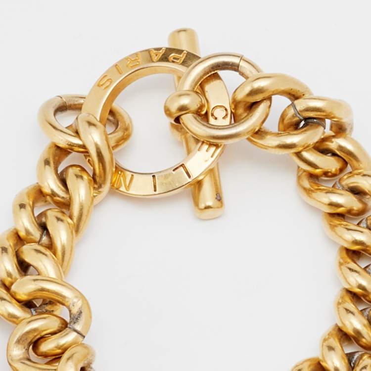 Pre Owned Celine Vintage Gold Tone Charms Bracelet