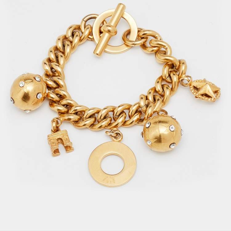 Celine Vintage Gold Tone Charms Bracelet Celine