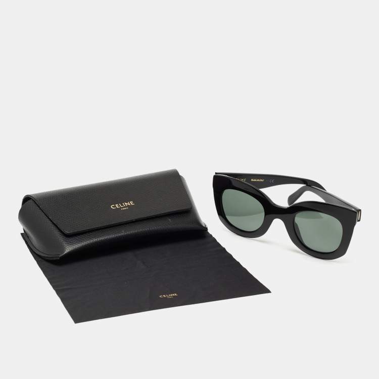 Pre Owned Celine Black Cl4005- 1ON Cat Eye Sunglasses