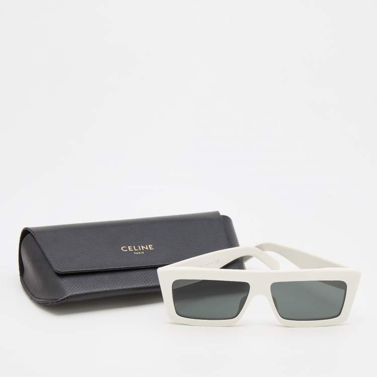 Pre Owned Celine White/ Grey CL40214U Rectangle Sunglasses