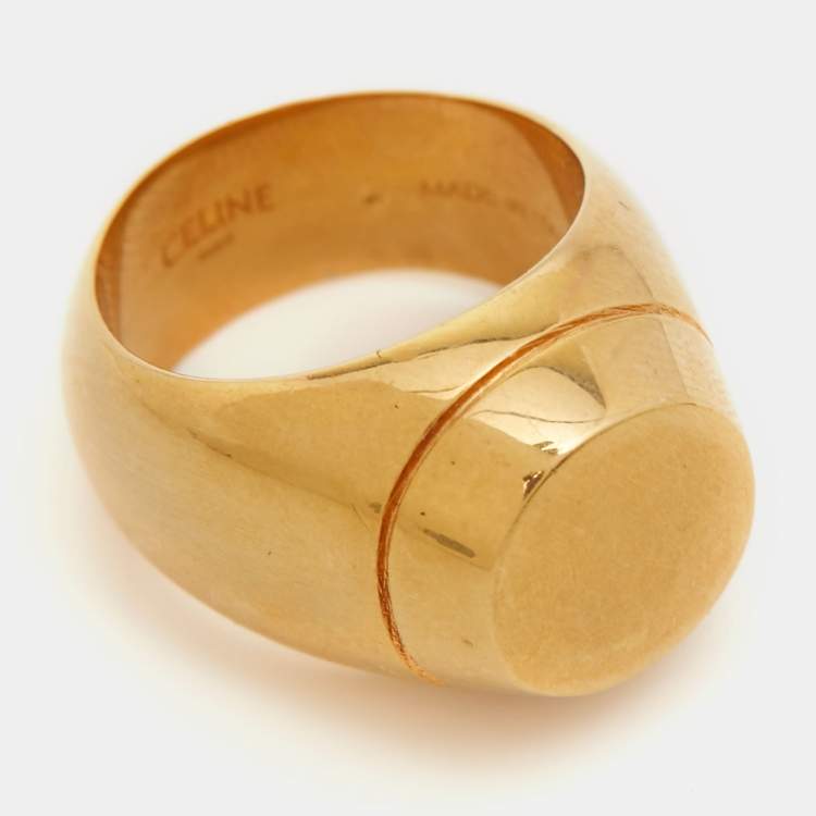Pre Owned Celine Gold Tone Ring Size 54