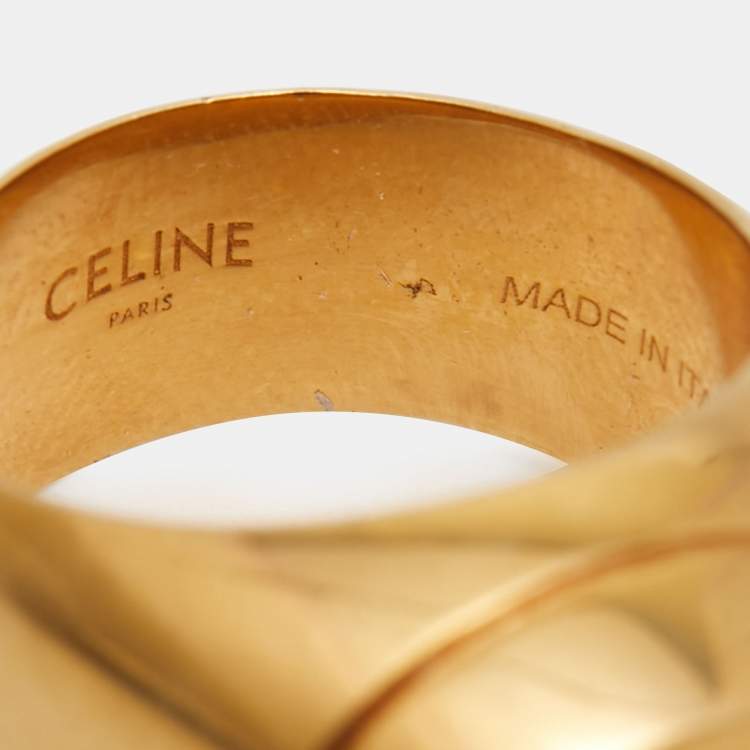 Pre Owned Celine Gold Tone Ring Size 54