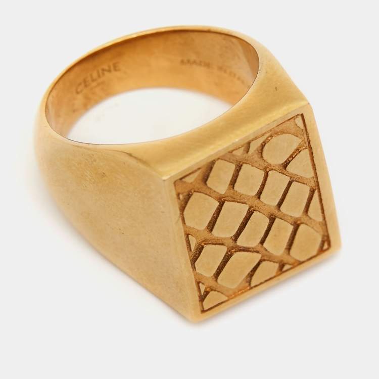 Pre Owned Celine Gold Tone Ring Size 58