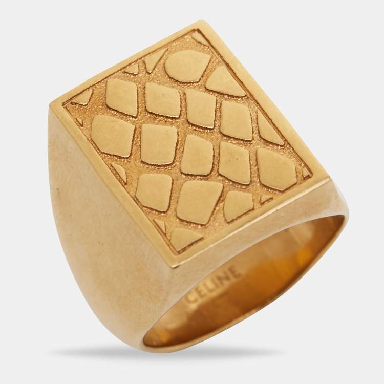 Pre Owned Celine Gold Tone Ring Size 58