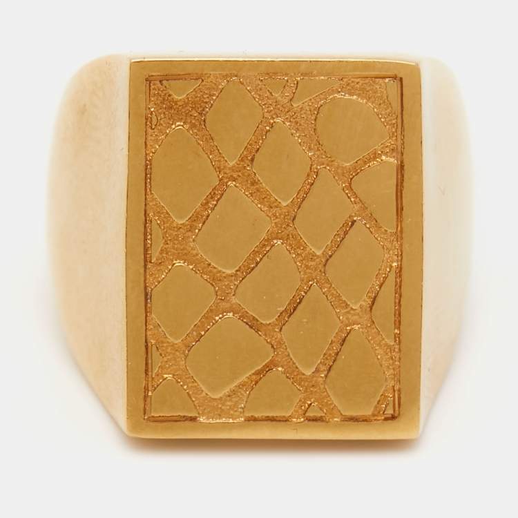 Pre Owned Celine Gold Tone Ring Size 58