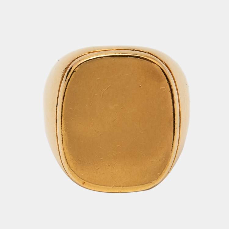 Pre Owned Céline Gold Tone Square Ring Size EU 54