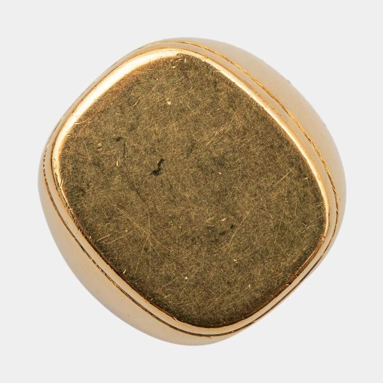 Pre Owned Céline Gold Tone Square Ring Size EU 54