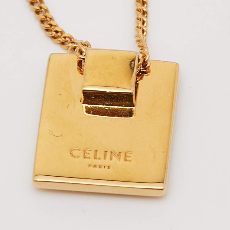 Pre Owned Céline Gold Tone Alphabet "O" Pendant Necklace