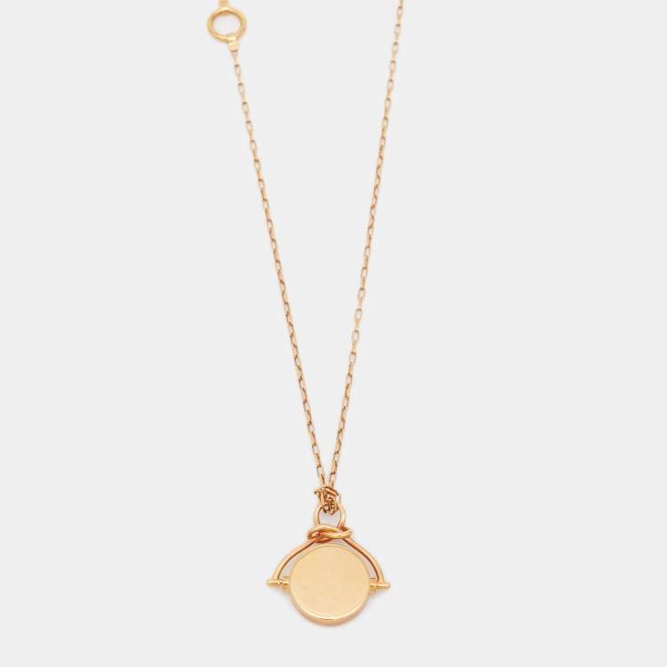Pre Owned Céline Gold Tone Rotating Disc Knot Pendant Necklace