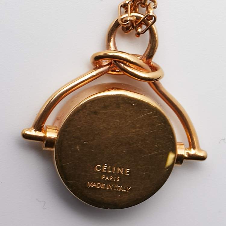 Pre Owned Céline Gold Tone Rotating Disc Knot Pendant Necklace