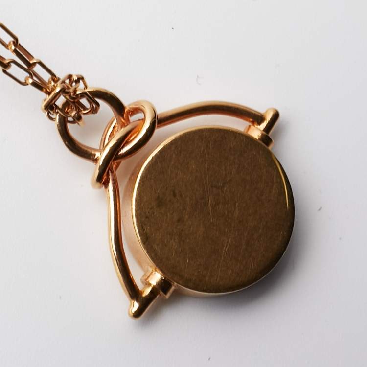 Pre Owned Céline Gold Tone Rotating Disc Knot Pendant Necklace