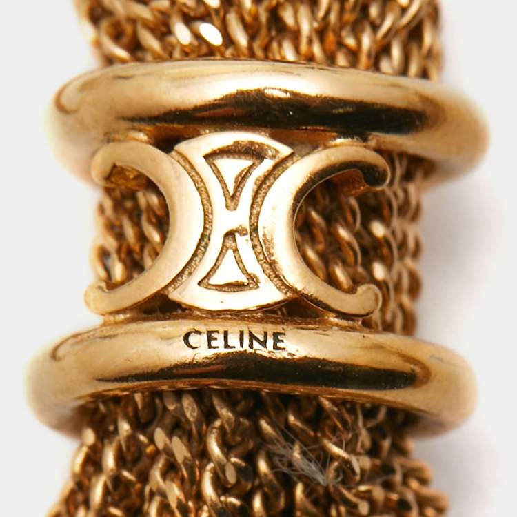 Pre Owned Celine Maillon Triomphe Pompoms Gold Tone Necklace