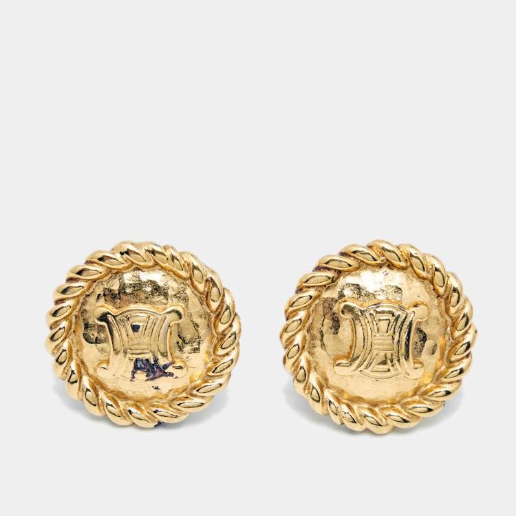 Pre Owned Celine Gold Tone Clip on Earrings