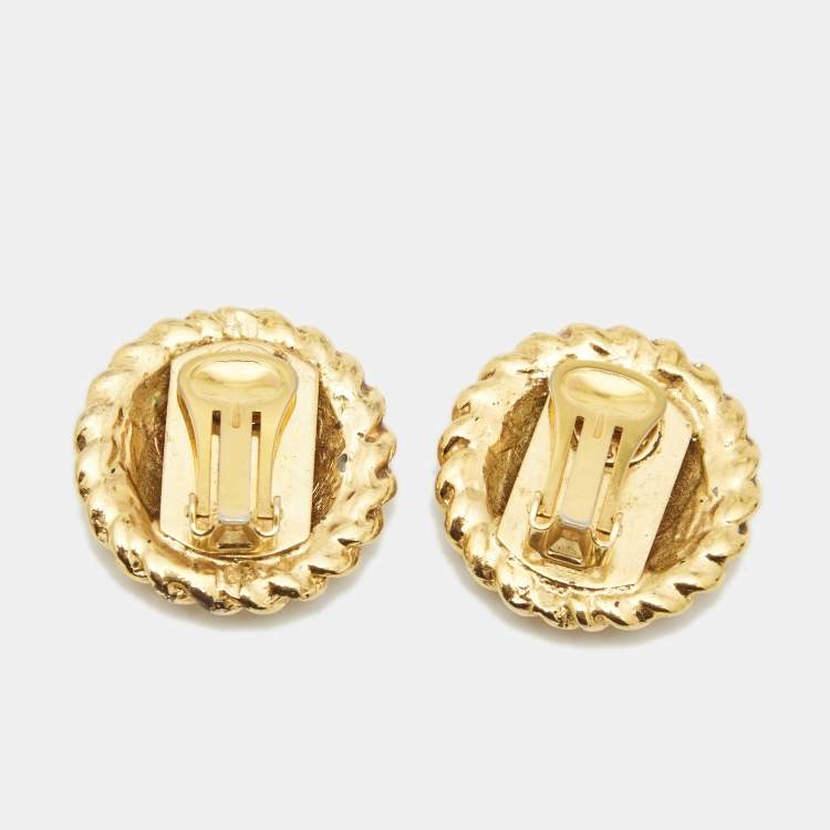 Pre Owned Celine Gold Tone Clip on Earrings
