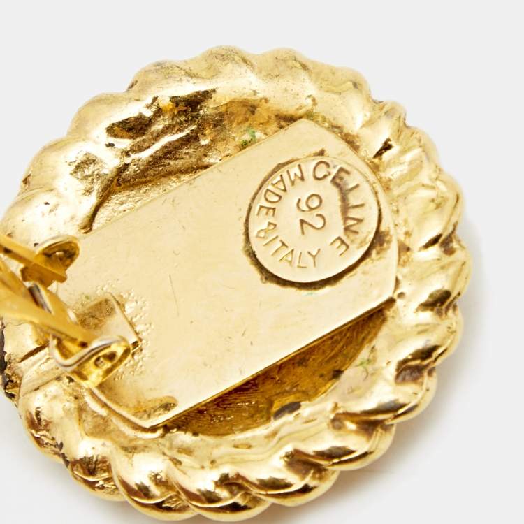 Pre Owned Celine Gold Tone Clip on Earrings