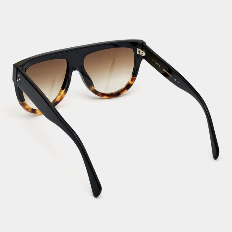 Pre Owned Celine Dark Brown Tortoise CL 41026/S Aviator Sunglasses