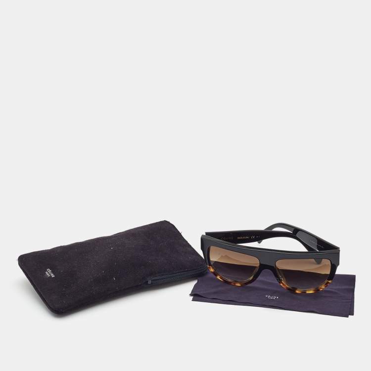 Pre Owned Celine Dark Brown Tortoise CL 41026/S Aviator Sunglasses