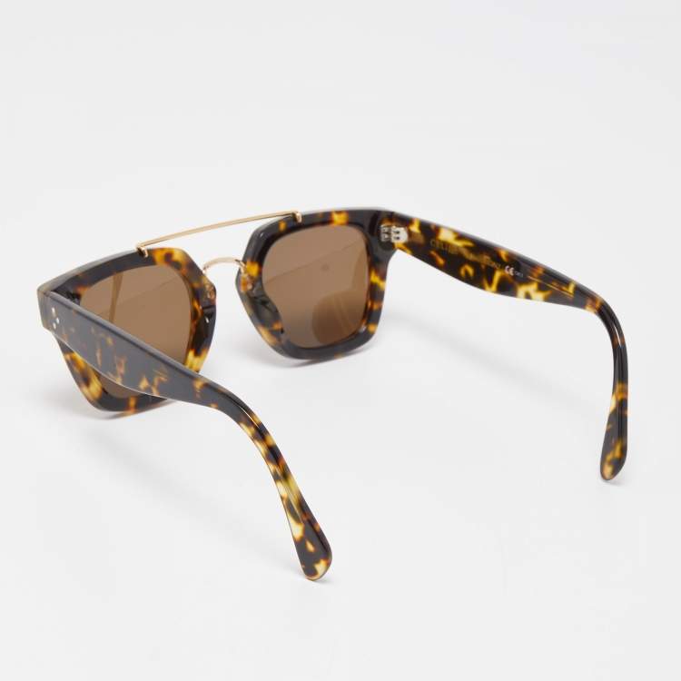 Pre Owned Celine Brown Tortoise Bridge Square Sunglasses