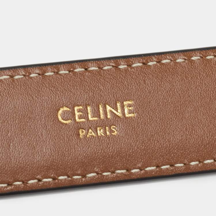 Pre Owned Celine Brown Leather Macadam Buckle Belt 70CM