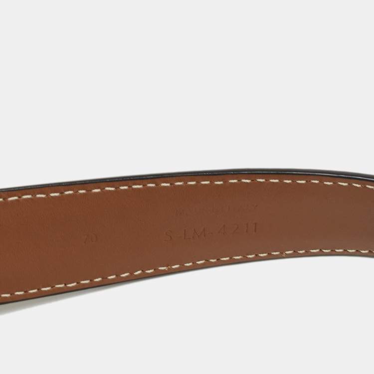 Pre Owned Celine Brown Leather Macadam Buckle Belt 70CM