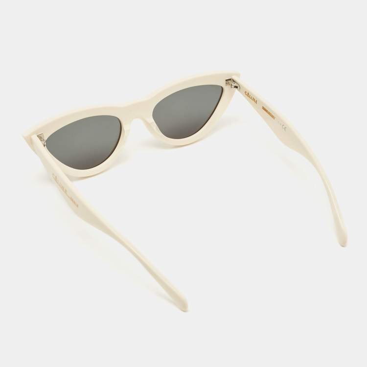 Pre Owned Celine Cream Acetate Cat Eye Sunglasses