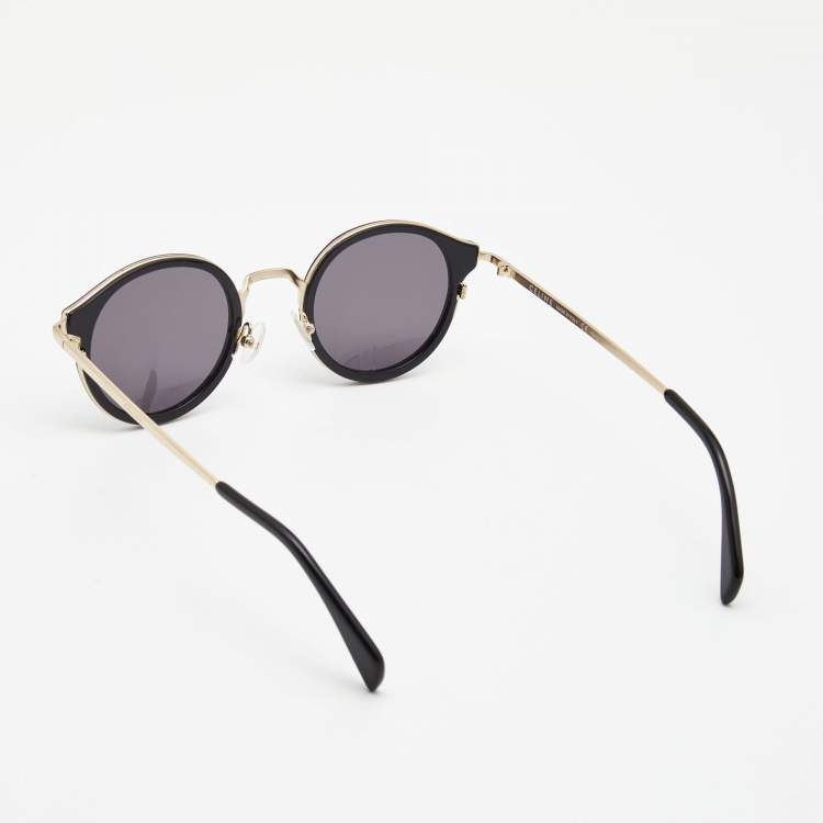 Pre Owned Celine Black/Gold Frame Round Sunglasses