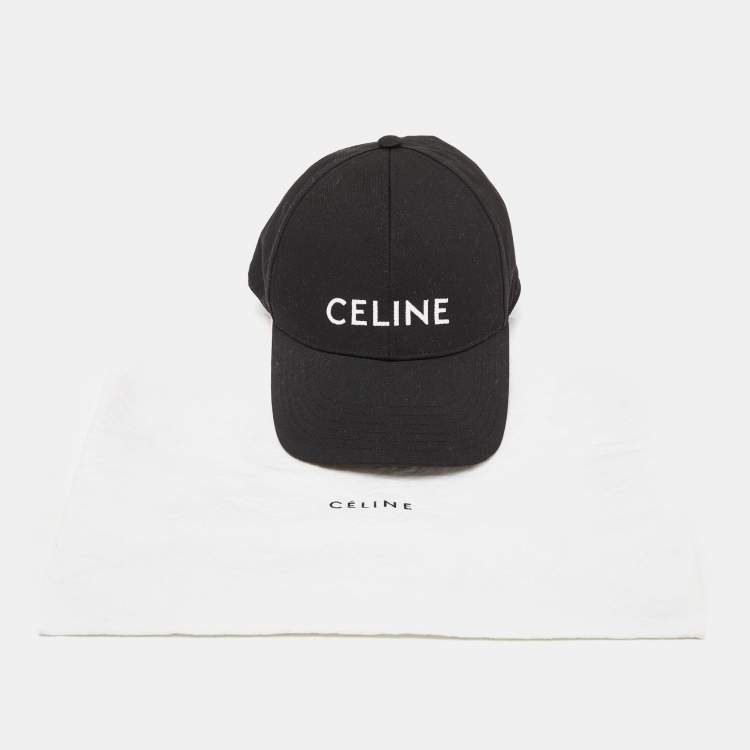 Pre Owned Céline Black Logo Embroidered Cotton Canvas Baseball Cap M